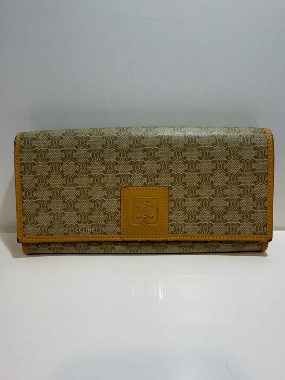 Celine Triomphe Canvas Kiss Lock Wallet